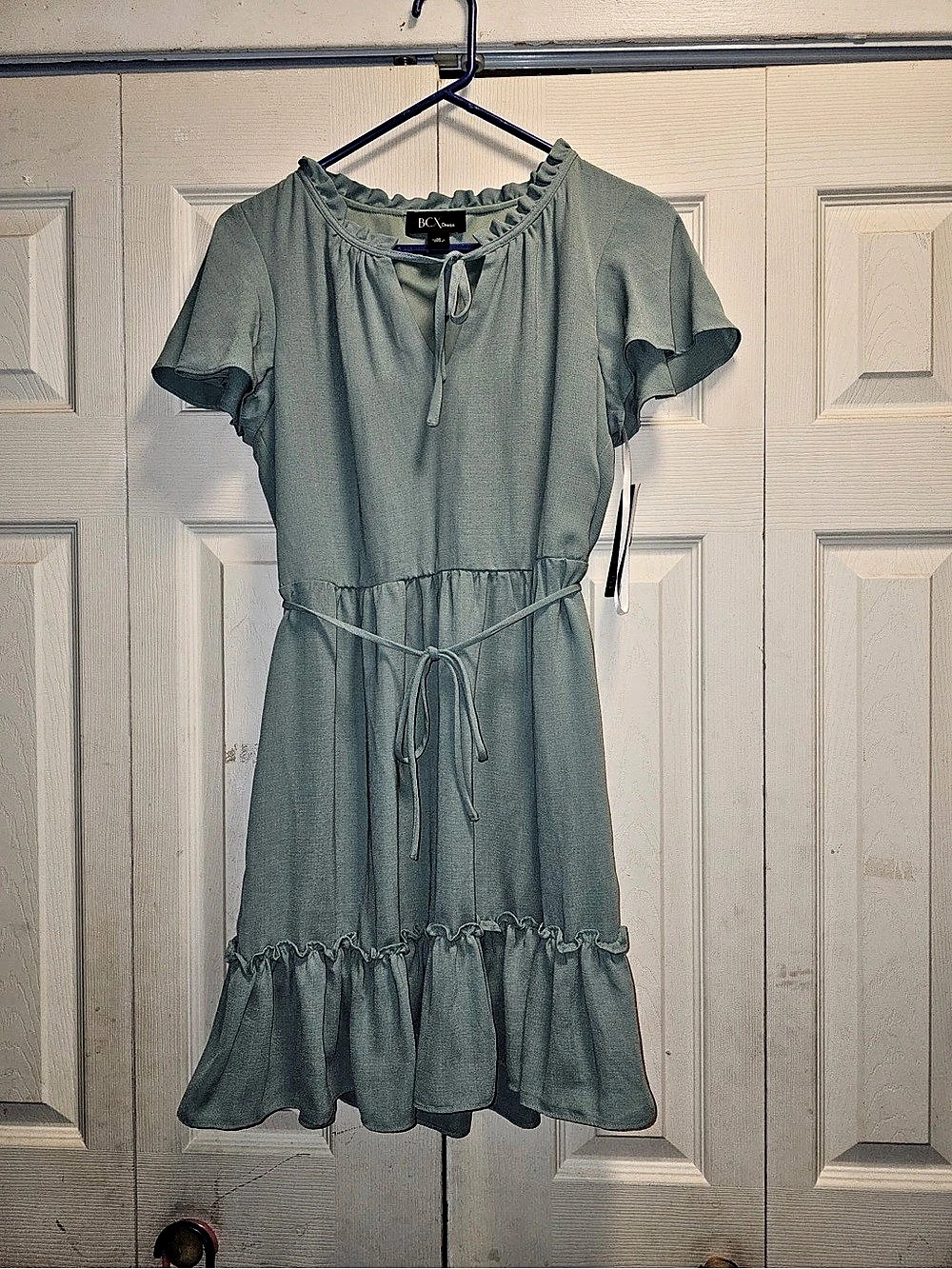 BCX Ruffle Hem Dress in Green